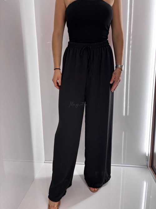 CH211 Spodnie Damskie Zwiewne Fruwajki Szeroka Nogawka Czarne