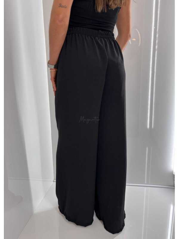 CH211 Spodnie Damskie Zwiewne Fruwajki Szeroka Nogawka Czarne