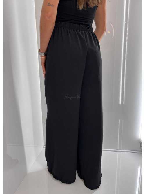 CH211 Spodnie Damskie Zwiewne Fruwajki Szeroka Nogawka Czarne