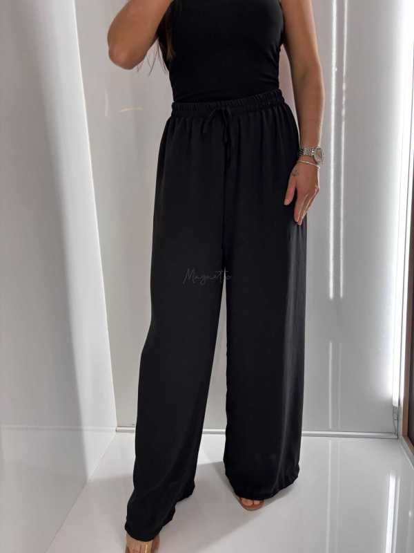CH211 Spodnie Damskie Zwiewne Fruwajki Szeroka Nogawka Czarne