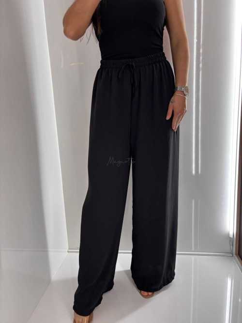CH211 Spodnie Damskie Zwiewne Fruwajki Szeroka Nogawka Czarne