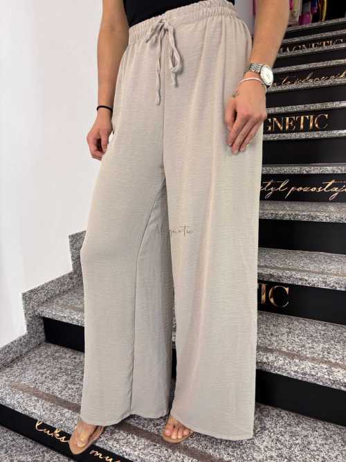 CH211 Spodnie Damskie Zwiewne Fruwajki Szeroka Nogawka Beżowe