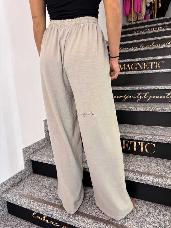 CH211 Spodnie Damskie Zwiewne Fruwajki Szeroka Nogawka Beżowe