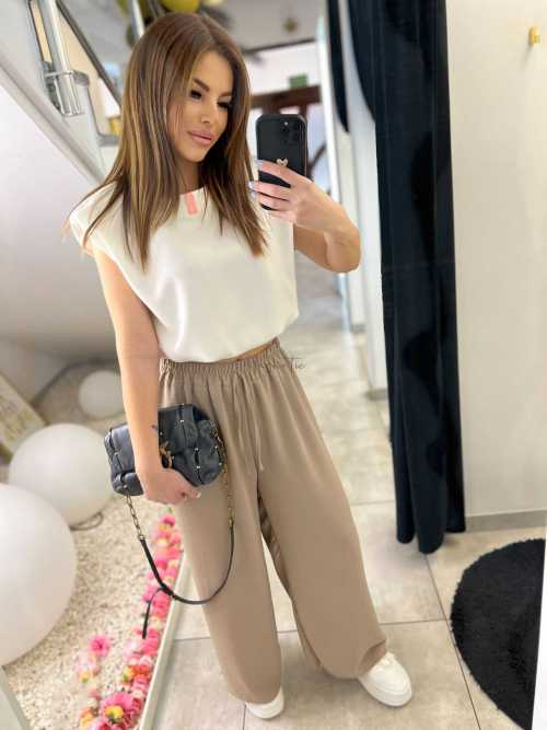 CH112 Spodnie Damskie Zwiewne Fruwajki Szeroka Nogawka Fango