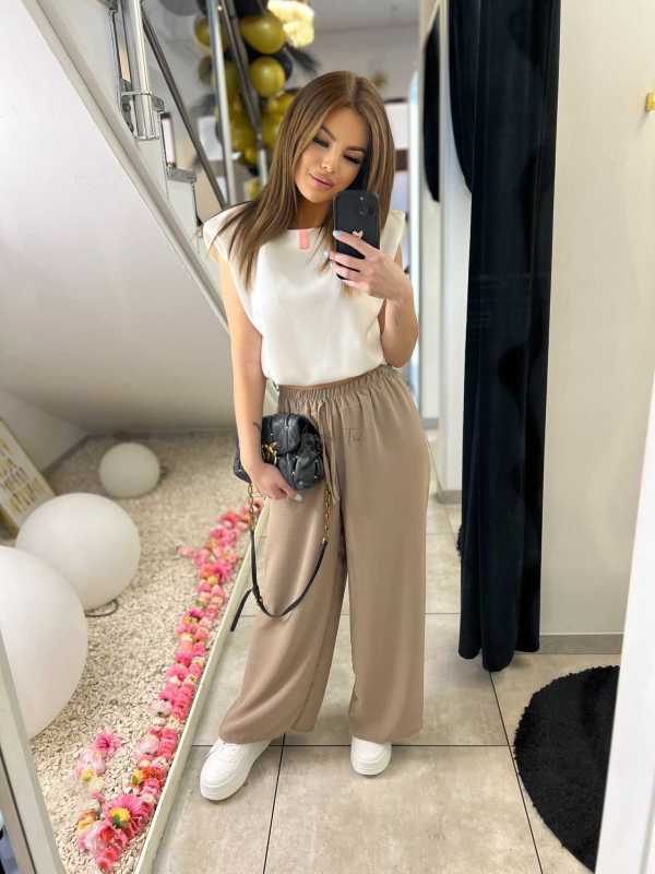 CH112 Spodnie Damskie Zwiewne Fruwajki Szeroka Nogawka Fango