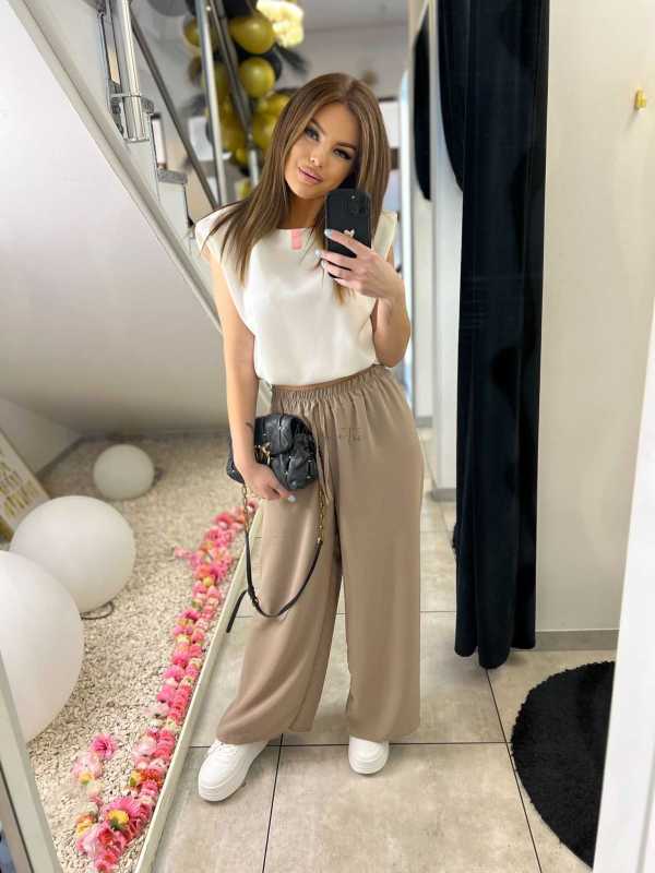 CH112 Spodnie Damskie Zwiewne Fruwajki Szeroka Nogawka Fango