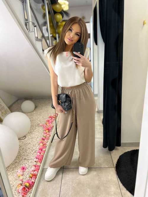 CH112 Spodnie Damskie Zwiewne Fruwajki Szeroka Nogawka Fango