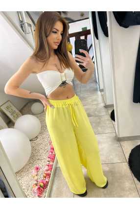 CH211 Spodnie Damskie Zwiewne Fruwajki Szeroka Nogawka Żółte