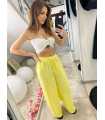 CH211 Spodnie Damskie Zwiewne Fruwajki Szeroka Nogawka Żółte