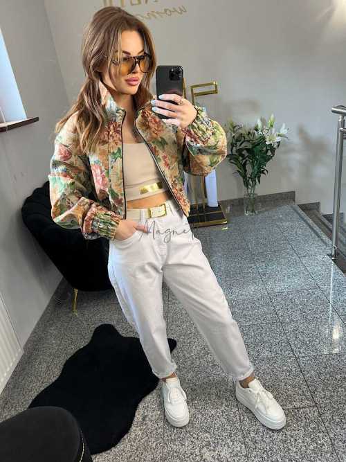 NB227 Spodnie Jeansy Damskie Baloon Białe z Paskiem