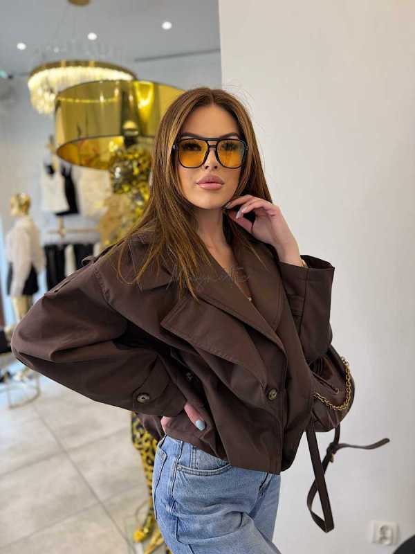 NB277 Kurtka Damska Trendy Czekolada Oversize