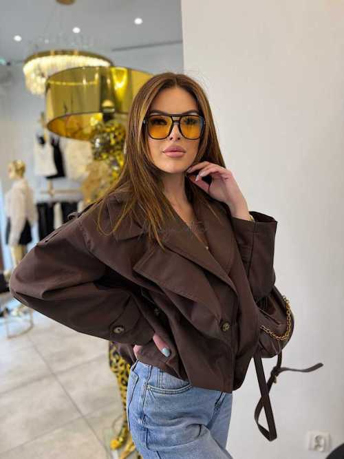 NB277 Kurtka Damska Trendy Czekolada Oversize