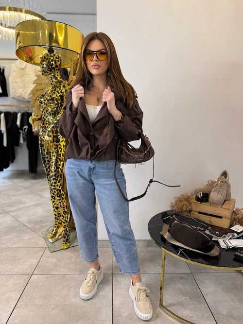 NB277 Kurtka Damska Trendy Czekolada Oversize