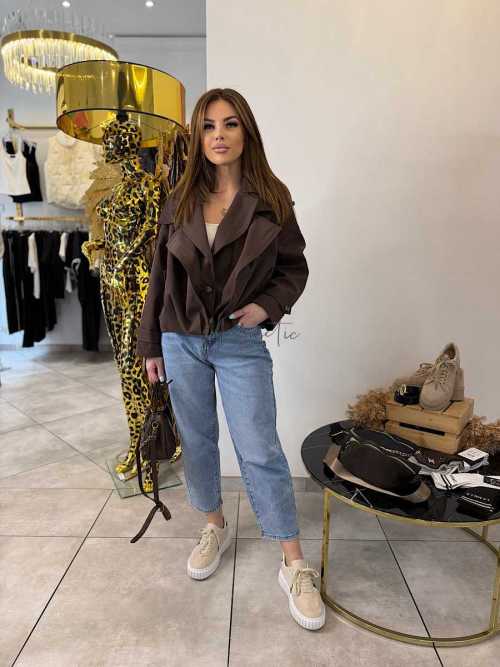 NB277 Kurtka Damska Trendy Czekolada Oversize