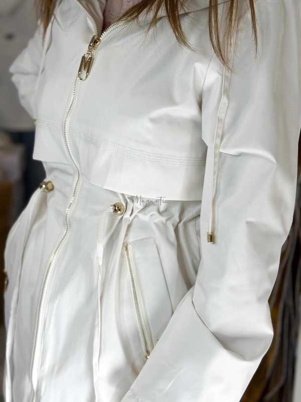 NB280 Kurtka Parka Płaszcz Wiosenny z Kapturem Beżowa