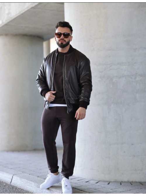 BG776 Kurtka Męska Ekoskóra BRANDENBURG czekoladowa XL