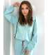 NB203 Komplet Dresowy Damski Masełkowy Bluza na Zamek Niebieski