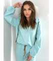 NB203 Komplet Dresowy Damski Masełkowy Bluza na Zamek Niebieski
