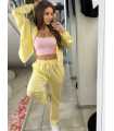 NB275 Komplet Dresowy Damski Masełkowy Bluza na Zamek Żółty