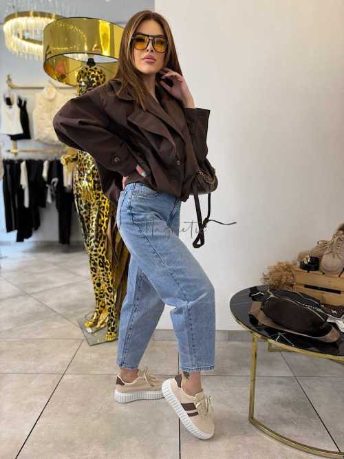 NB269 Spodnie Jeansy Damskie M.SARA Baloon Fit + Pasek Rzemyk