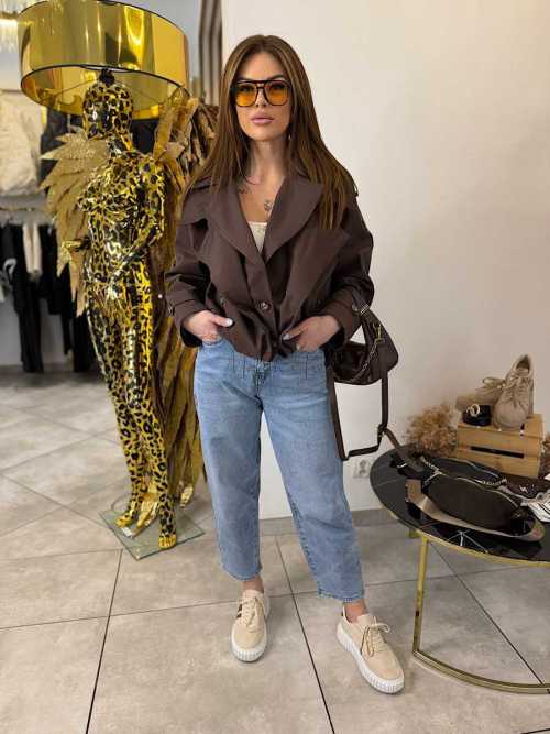 NB269 Spodnie Jeansy Damskie M.SARA Baloon Fit + Pasek Rzemyk