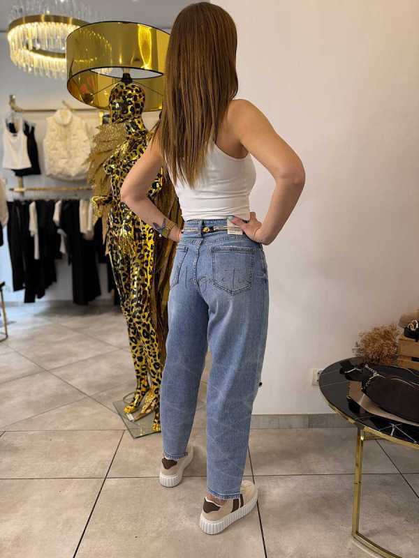 NB269 Spodnie Jeansy Damskie M.SARA Baloon Fit + Pasek Rzemyk