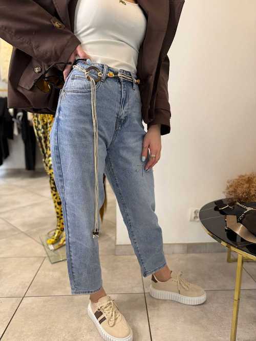 NB269 Spodnie Jeansy Damskie M.SARA Baloon Fit + Pasek Rzemyk