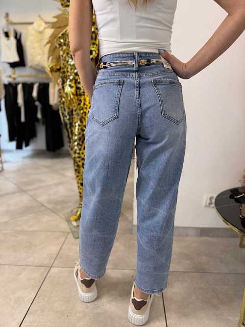NB269 Spodnie Jeansy Damskie M.SARA Baloon Fit + Pasek Rzemyk