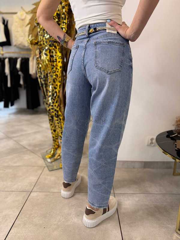 NB269 Spodnie Jeansy Damskie M.SARA Baloon Fit + Pasek Rzemyk