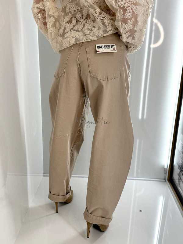 NB269 Spodnie Jeansy Damskie M.SARA Balloon Fit Beżowe + Pasek