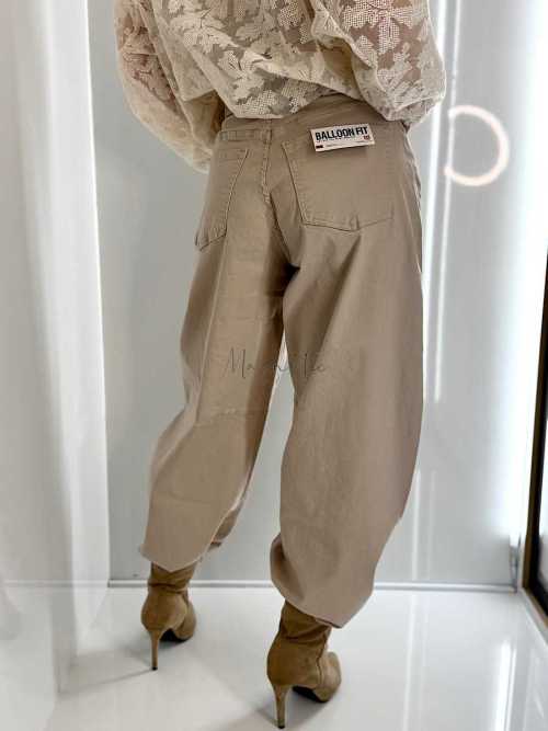 NB269 Spodnie Jeansy Damskie M.SARA Balloon Fit Beżowe + Pasek