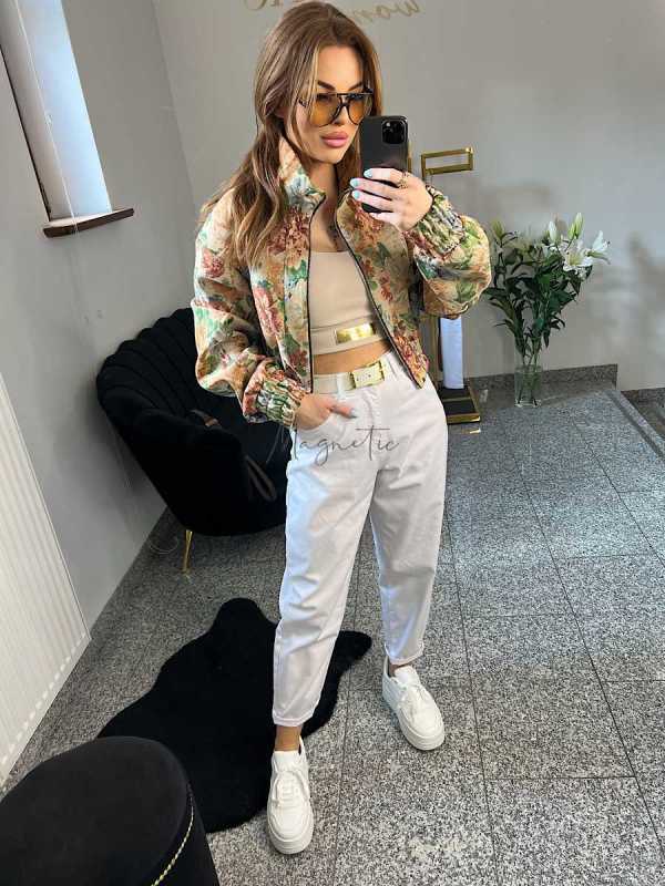 copy of NB227 Spodnie Jeansy Damskie Baloon Białe z Paskiem