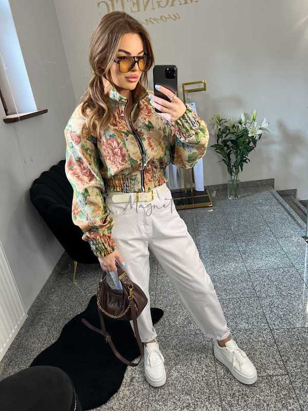 copy of NB227 Spodnie Jeansy Damskie Baloon Białe z Paskiem