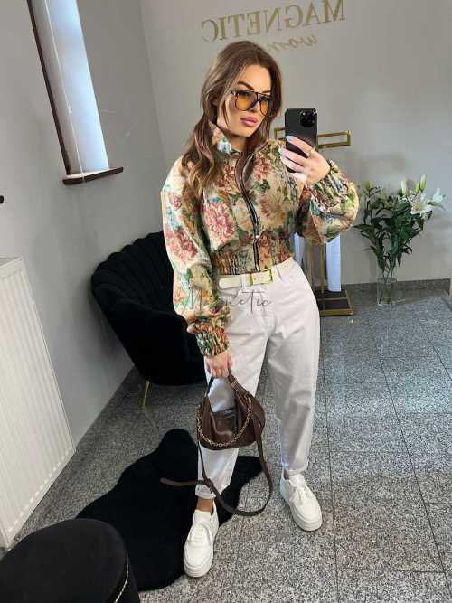 copy of NB227 Spodnie Jeansy Damskie Baloon Białe z Paskiem