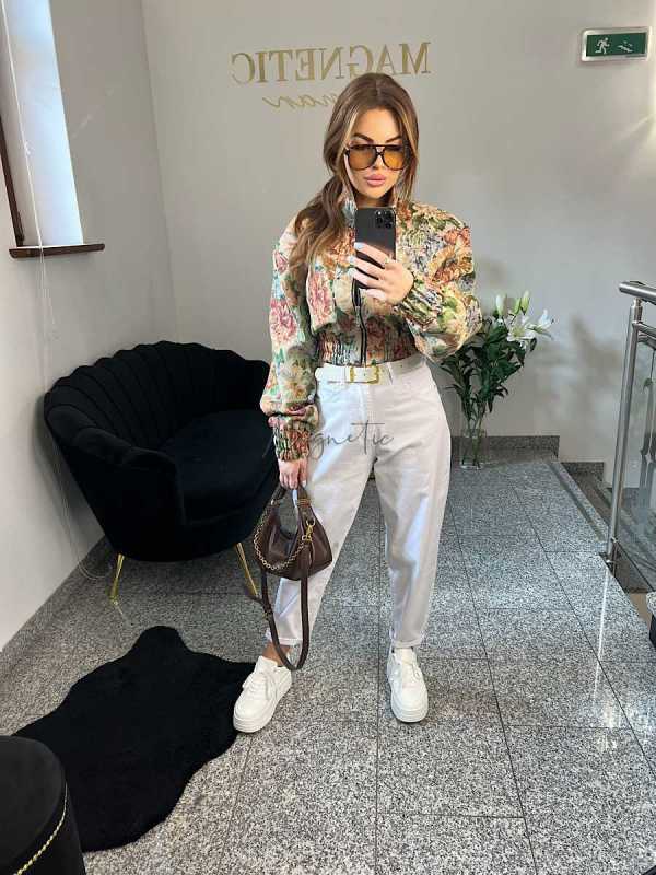 copy of NB227 Spodnie Jeansy Damskie Baloon Białe z Paskiem