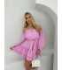 MR324 Sukienka Hiszpanka Pęknięty Rękaw Różowa