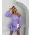 MR324 Sukienka Hiszpanka Pęknięty Rękaw Fioletowa