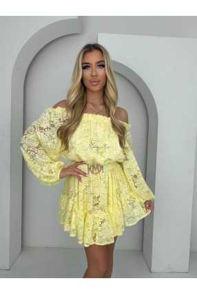 MR325 Kombinezon/Sukienka Hiszpanka Koronka Żółty