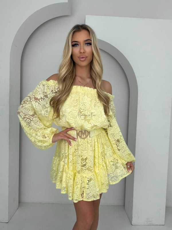 MR325 Kombinezon/Sukienka Hiszpanka Koronka Żółty