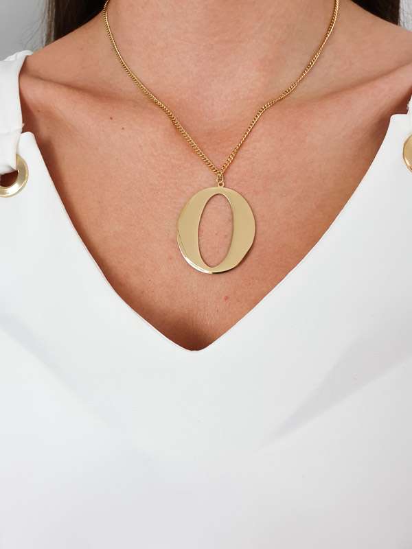 N588 Naszyjnik Celebrytka LITERKA O 4 cm