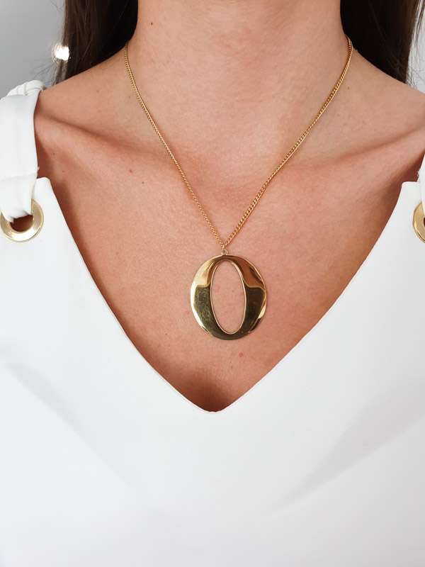 N588 Naszyjnik Celebrytka LITERKA O 4 cm