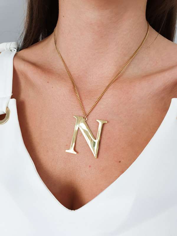 N588 Naszyjnik Celebrytka LITERKA N 4 cm