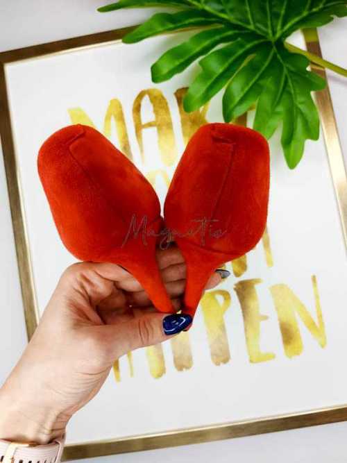 S856 Zamszowe Szpilki Brina Red