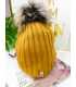 C164 Czapka Musztarda pompon