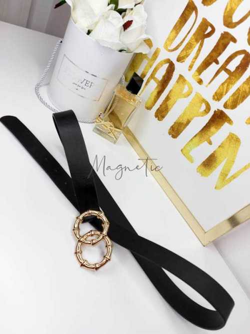 P598 Pasek BLACK DOUBLE Gold