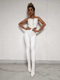 LM360 Legginsy LM Ekoskóra + Logo Śmietanka