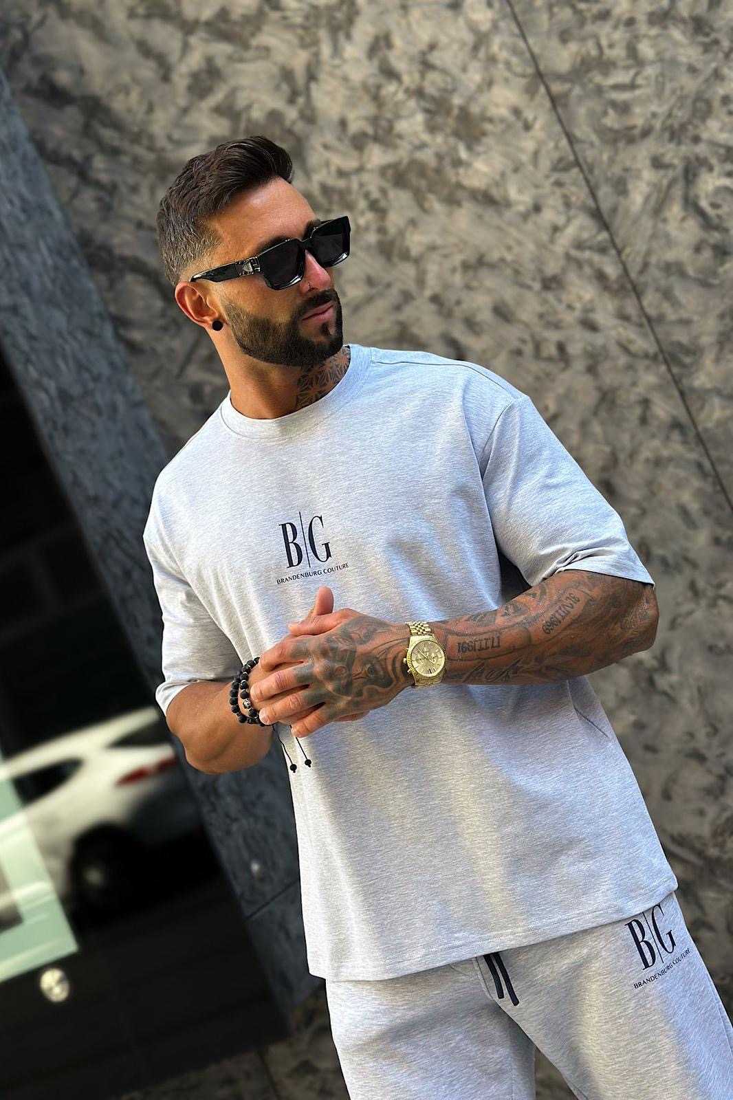 BR446 T-shirt Męski BRANDENBURG RAVE Szary