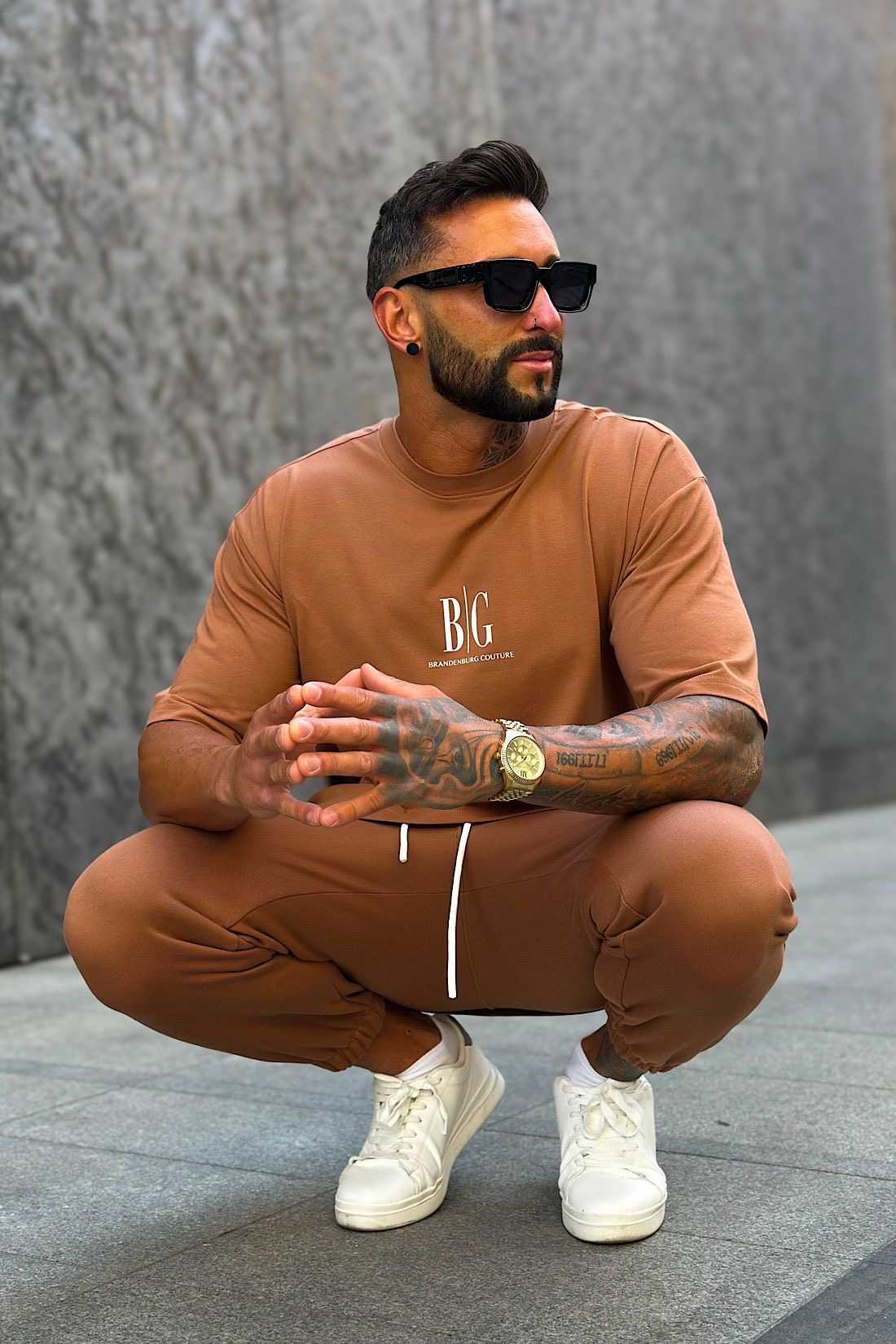 BR446 T-shirt Męski BRANDENBURG RAVE Camel
