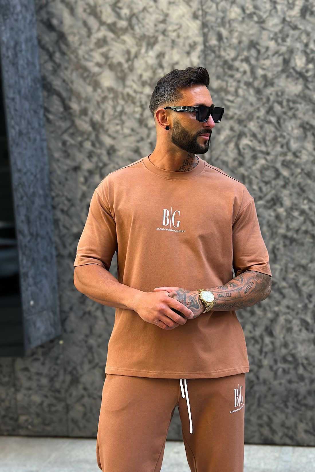 BR446 T-shirt Męski BRANDENBURG RAVE Camel