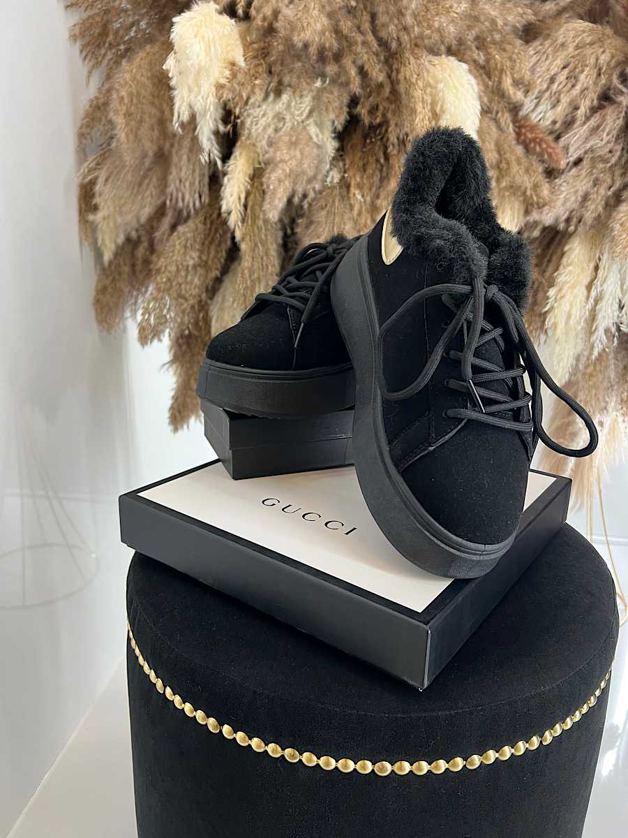 B799 Sneakersy Śniegowce Damskie Ocieplane Sznurowane Czarne
